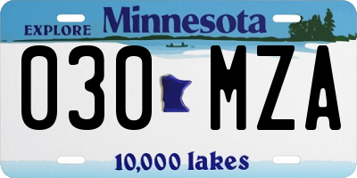 MN license plate 030MZA