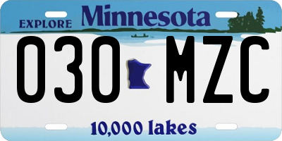 MN license plate 030MZC