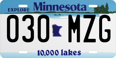 MN license plate 030MZG