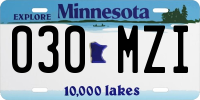 MN license plate 030MZI