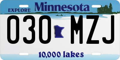 MN license plate 030MZJ