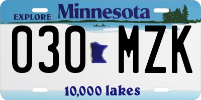 MN license plate 030MZK