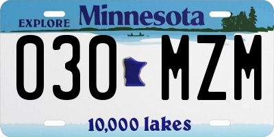 MN license plate 030MZM