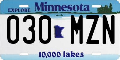 MN license plate 030MZN