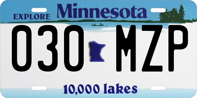 MN license plate 030MZP