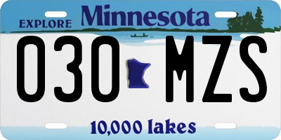 MN license plate 030MZS