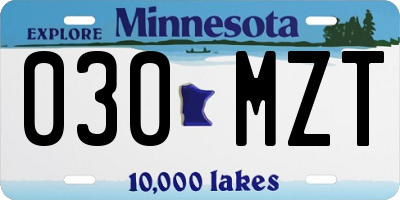 MN license plate 030MZT