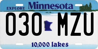 MN license plate 030MZU