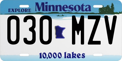 MN license plate 030MZV