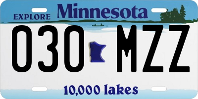 MN license plate 030MZZ
