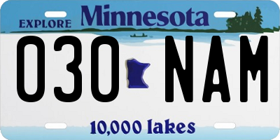 MN license plate 030NAM