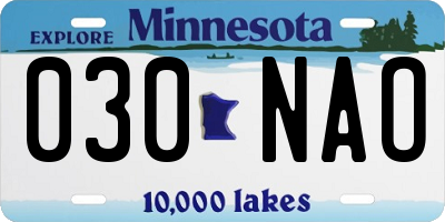 MN license plate 030NAO