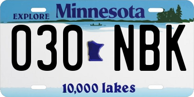 MN license plate 030NBK