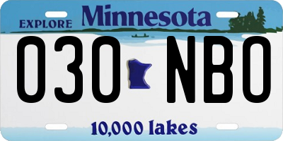 MN license plate 030NBO