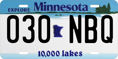 MN license plate 030NBQ