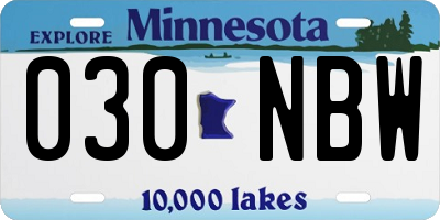 MN license plate 030NBW