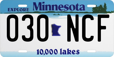 MN license plate 030NCF