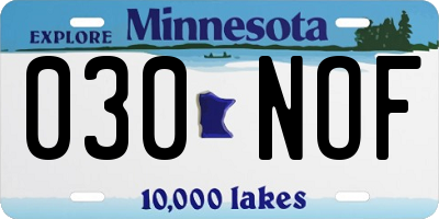 MN license plate 030NOF
