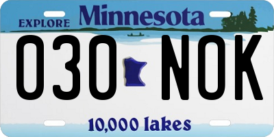 MN license plate 030NOK
