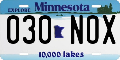 MN license plate 030NOX
