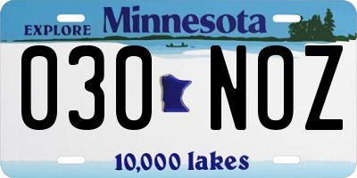 MN license plate 030NOZ