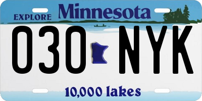MN license plate 030NYK