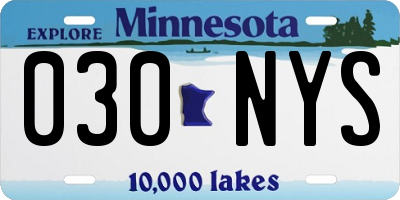 MN license plate 030NYS