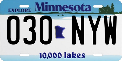 MN license plate 030NYW