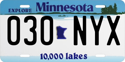 MN license plate 030NYX