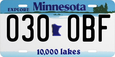 MN license plate 030OBF
