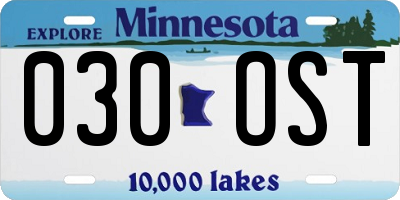 MN license plate 030OST