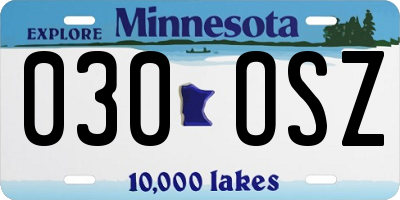 MN license plate 030OSZ