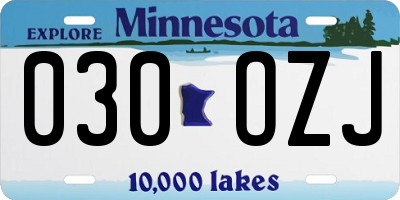 MN license plate 030OZJ
