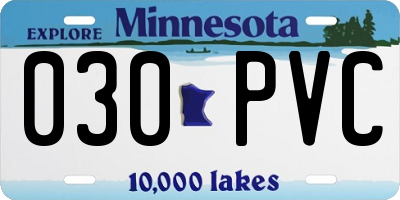 MN license plate 030PVC