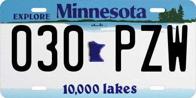 MN license plate 030PZW