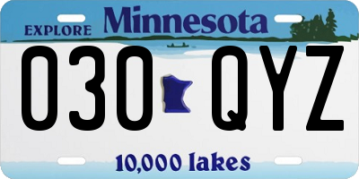 MN license plate 030QYZ