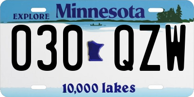 MN license plate 030QZW