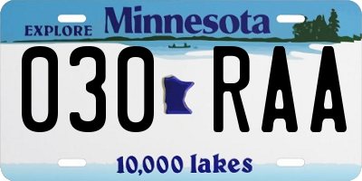 MN license plate 030RAA
