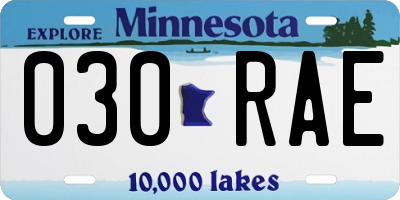 MN license plate 030RAE