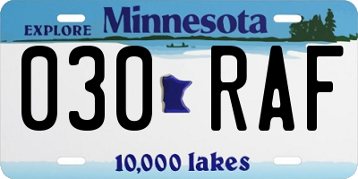 MN license plate 030RAF