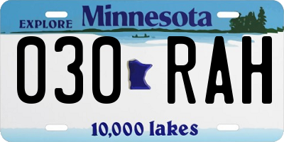 MN license plate 030RAH