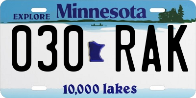 MN license plate 030RAK