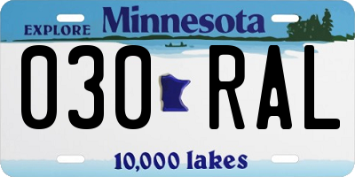 MN license plate 030RAL