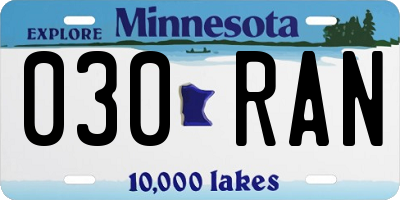 MN license plate 030RAN