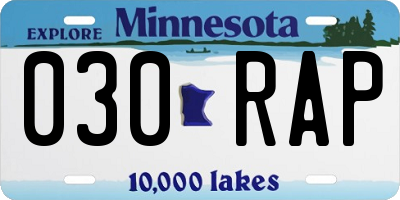 MN license plate 030RAP