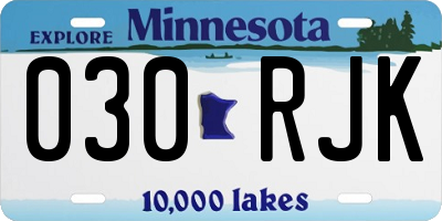 MN license plate 030RJK