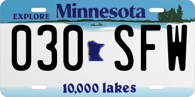 MN license plate 030SFW