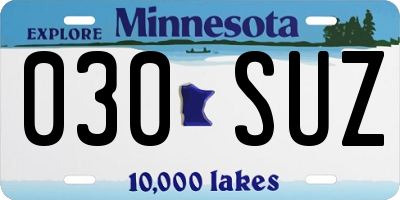 MN license plate 030SUZ