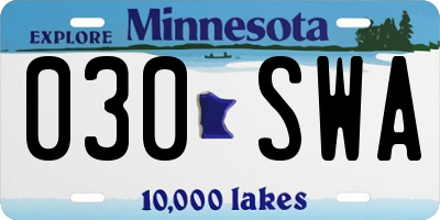 MN license plate 030SWA