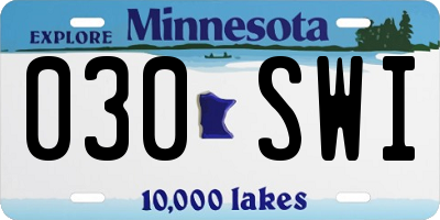 MN license plate 030SWI